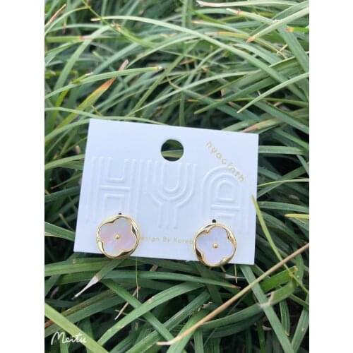 S925 Silver Ear Needle Stud Earrings Minimalist Fresh Mother Shell Brass14k Gold South Korea Jewelry for Women HYACINTH 2021 HOT