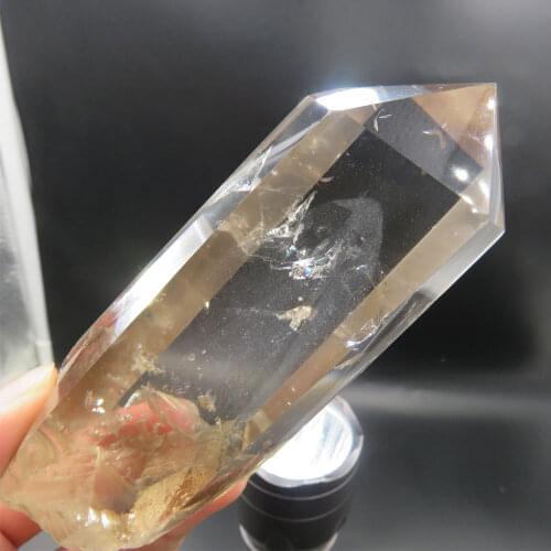228g Rare Natural Clear Quartz Single Terminated Crystal Wand Pyramid Mountain Layer inside Reiki Healing Fengshui