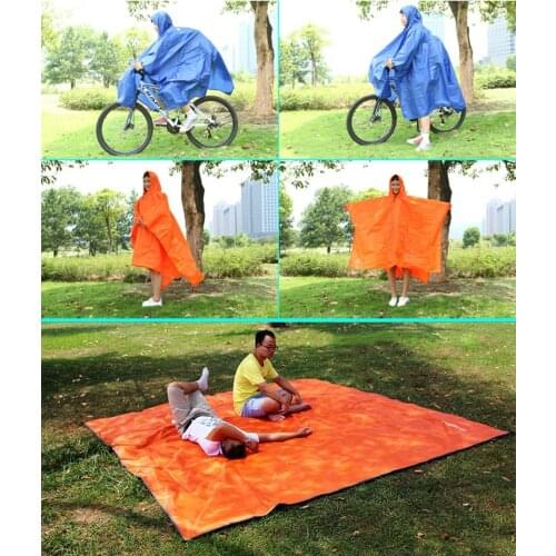 3 in1 Multifunctional Raincoat Backpack Rain Cover Rain Coat Hood Hiking Cycling Rain Cover Waterproof Tent Camping Tent Mat