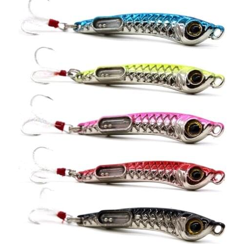 5pcs/lot Submarine Jigging Lures Metal Fishing Lures luminous sound Artificial Hard Bait Jig Fishing 10g 15g spoon baits