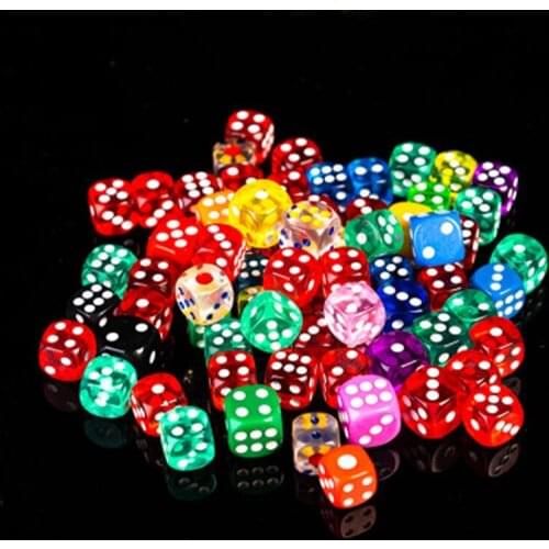 50pcs/lot 14mm Color Transparent Dice Bar Chess And Card Crystal Acrylic Dice