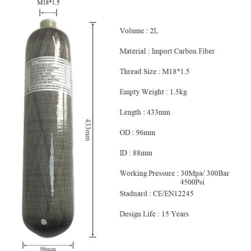 AC102 Pcp 2L 300Bar Cylinder Carbon Fiber Air Bottle Balloon With Compressed Air For Pcp Airsoft Air Guns Air Rifle Acecare