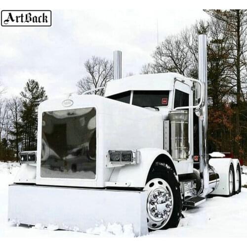 5d diy diamond painting white big truck winter snow tree landscape full square diamond mosaic 3d diamond embroidery handmade