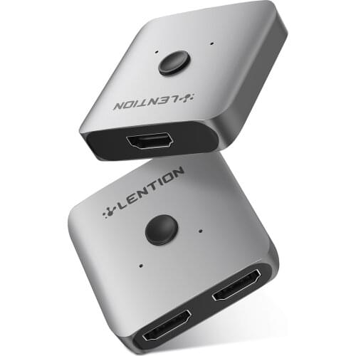 Aluminum 4K@60Hz splitter hdmi, Bidirectional HDMI Switch 1 Input 2 Outputs or 2 Inputs 1 Output, Plug and Play for PC, Notebook