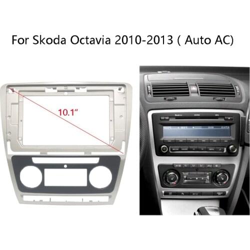 Fascias Automatic For Skoda Octavia 2010-2013 2 DIN ABS Car Refitting DVD Panel Dash Bezel Audio Frame Kit Center Console Holder