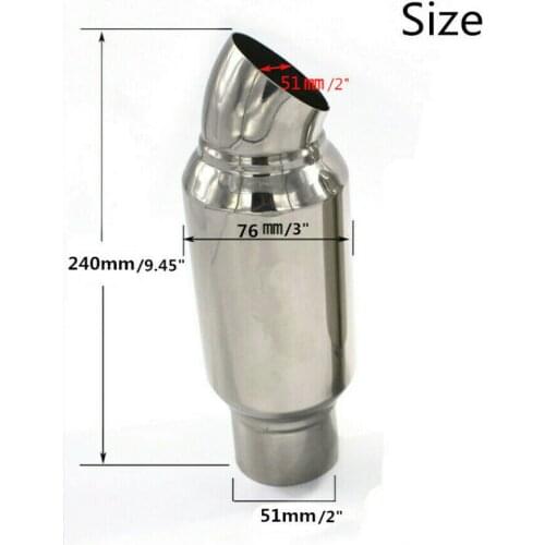 2" to 2" Car Stainless Steel Silencer Anti Break Sound Exhaust Pipe Tip Muffler Resonator