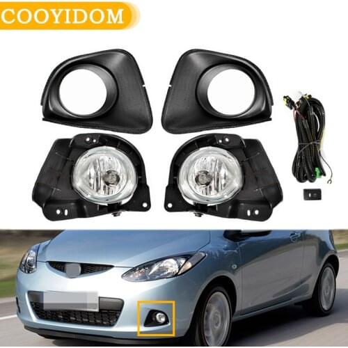 Car Front Bumper Fog Car Lights Driving Lamp headlight foglamps Cover with wire For Mazda 2 Demio Hatch 2007-2010 Hatchback