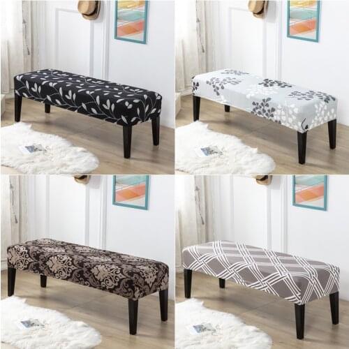 Nordic Floral Bench Covers Piano Chair Cover All-inclusive Rectangular Solid Color Thickened Stool Cover for Bedroom Living Room
