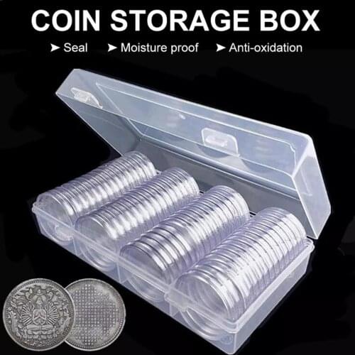 Coin Case 60 Pieces 40 Mm Silver Eagles Coin Capsules Coin Holder Storage Container With Storage Organizer Box #D0
