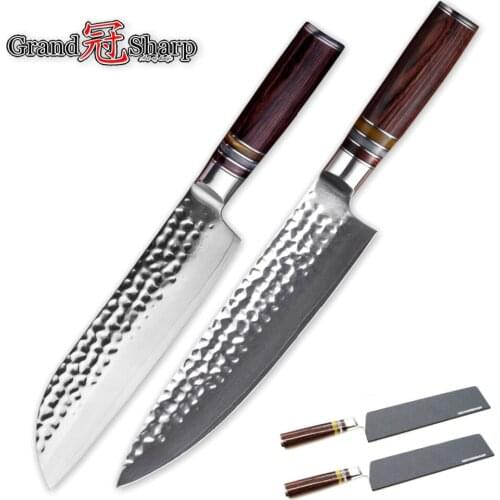 Damascus Knife Sets vg10 Japanese Steel Damascus Kitchen Knives Chef Santoku Knife 67 layers High Carbon Stainless Steel Tools