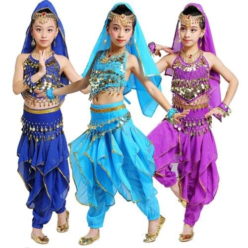 New Style Kids Belly Dance Costume Oriental Dance Costumes Belly Dance Dancer Clothes Indian Dance Costumes For Kids 5pcs/set
