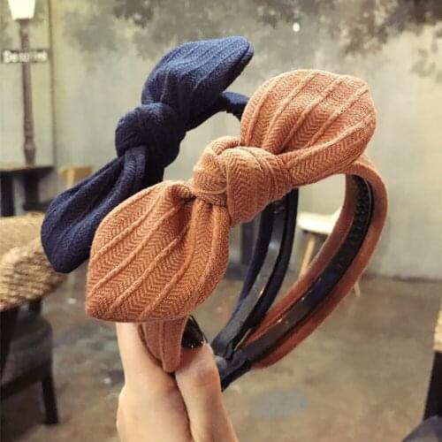 Women Girls Sweet Bowknot Wide Hairband Solid Headband Fashion Hair Accessories