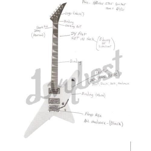 Lvybest logo,own designed shape,electric guitar purple black burst with flame grain on top,ebony fingerboard&real pearl inlay