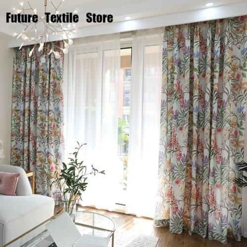 European Pastoral Flower Curtains Printed Curtains for Living Room and Bedroom Blackout Curtains Finished Product Customization