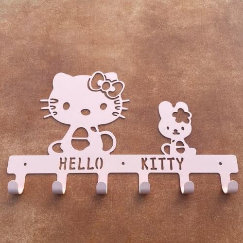 INS Cartoon Free Nail Iron Hanger Children Room Decoration Clothes Metal Hanger Wall Hanging Pink Door Coat Rack Hook For Baby