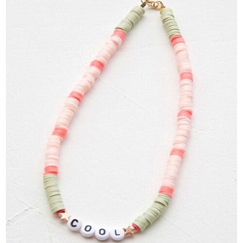 Handmade Custom Name Short Necklace Pink Silicone Bohemia Collar For Girls Unique Birthday Gift Jewelry цепочка на шею 2021