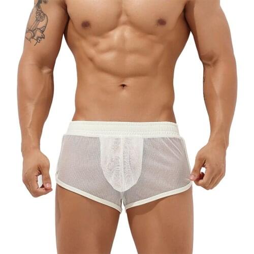 Swimwear Mens Quick Dry Shorts Mesh Grid Transparent Swimming Shorts Summer Beach Surf Sport Short