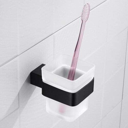 Square Toothbrush Holder Stainless Steel Toothbrush Tumbler&Cup Holder Wall Mount Stainless Steel