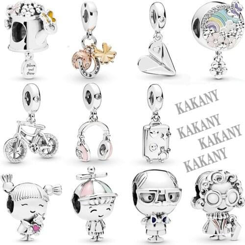 Summer New Style 925 Silver Dumbo Pink Ladybug Suitcase Necklace Pendant, Womens Original Diy Charm Bracelet, Free Shipping