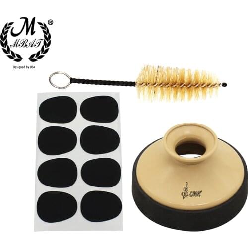 M MBAT 3pcs Saxophone Kit Dental Pad+Mute+Mouthpiece Brush for Alto Tenor Soprano Sax Clarinet Music Instrument Accessory
