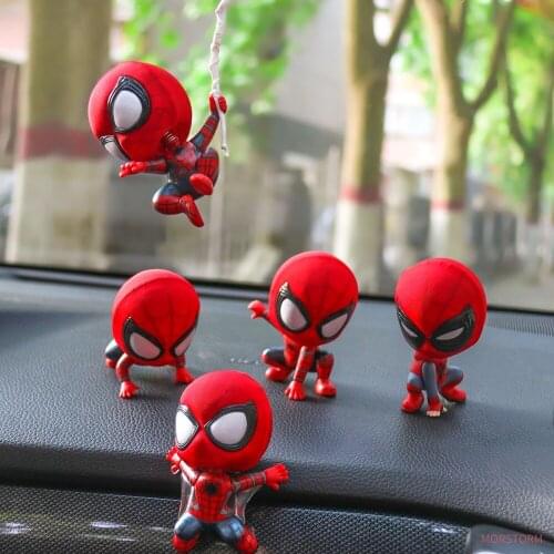Marvel Spiderman Car Shaking Magnet Head Doll Decoration Auto Interior Goods Accessories
