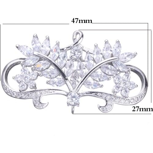 Micro Pave CZ Jewelry Charm Flower Brooches For Women Wedding Fashion Bijouterie Craft Copper Cubic Zirconia Charm DIY Jewelry