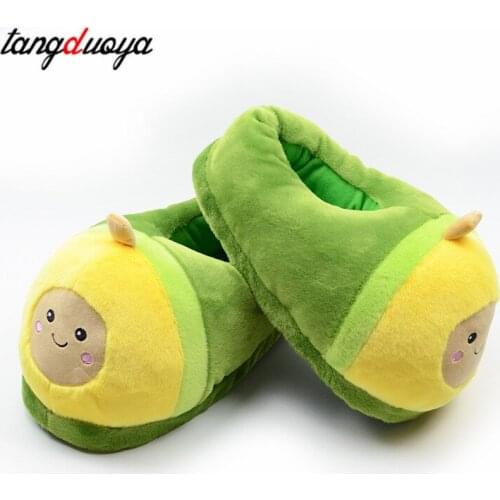 Kawaii Plush Avocado Slippers Fruit Toys Cute Pig unicorn Warm Winter Adult Shoes Doll Women Indoor Household Products