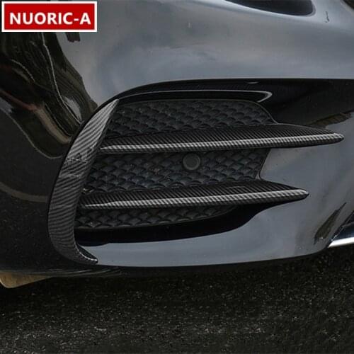 Car Styling Front Bumper Splitter Spoilers Canard Decoration Cover Trim Stips ABS For Mercedes Benz W205 C Class 2019-2021