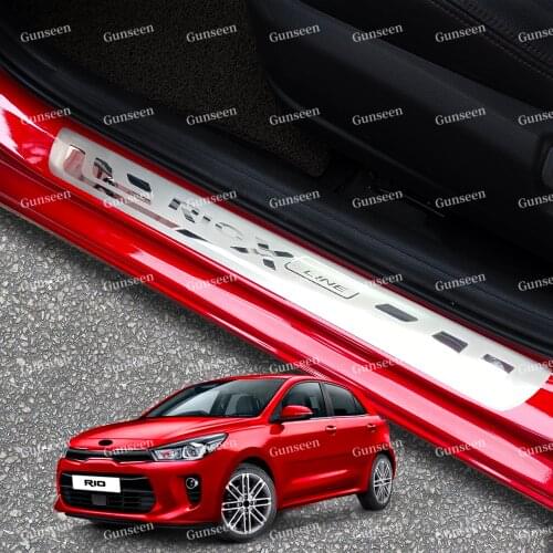 For KIA RIO 3 4 5 X Line Accessories Door Sill Scuff Plate Protector Car Sticker Threshold Pedal Decoration 2015 2017 2021 2019