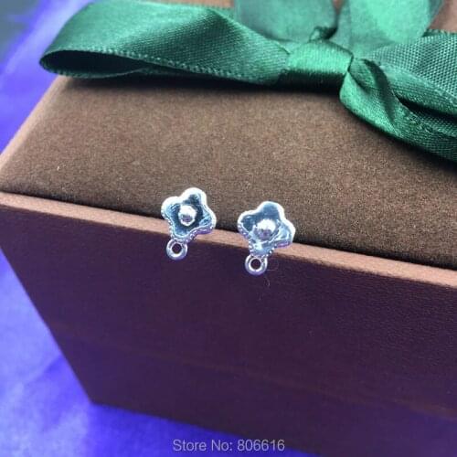 " Fake One Penalty Ten " Flower 8MM 6Pcs=3Pairs (Mark 925) 925 Sterling Silver Jewelry Earring Pins Jewelry Findings