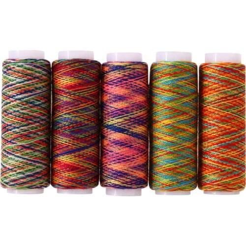 5pcs Sewing Thread Rainbow Color Sewing Thread Hand Quilting Embroidery Sewing Thread DIY Apparel Sewing Accessories