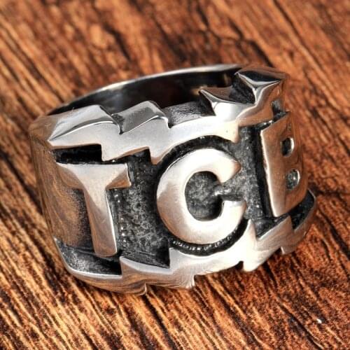 New stainless steel ring men 's jewelry wholesale letter TCB titanium steel ring