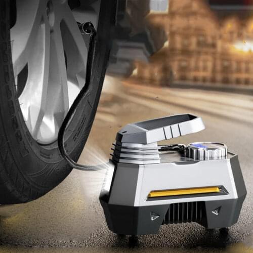 Portable Air Compressor Tire Inflator - Car Tire Pump With Digital Pressure Gauge (150 Psi 12V DC) Bright Emergency Flashlight