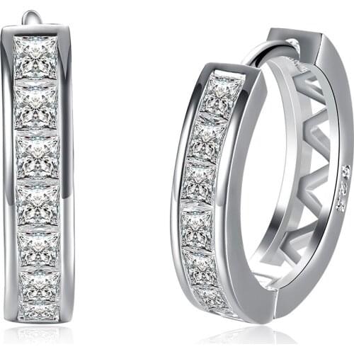 Silver Plated Circle Earrings Round Zircon Earrings For Women Earing Jewelry Fashion Earring Korean Earings Kolczyki Pendientes