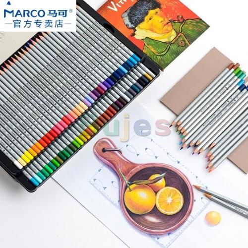 Marco Professional Painting Oil Colored Pencil 7100 Series Tin Box,24 36 48 72Color Artist Quality Supplies for Painting Drawing