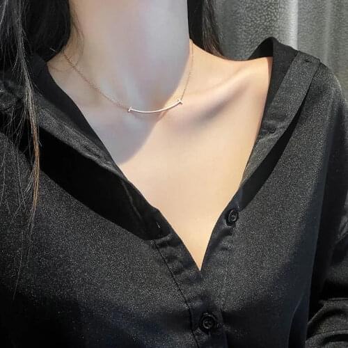 Find Me Simple Titanium Steel Geometric Pendant Necklace For Women Jewelry Accessories