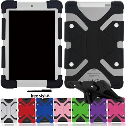 Shockproof Soft Silicone Stand Cover Case for Various XGODY 10 Inch with Bracket Function Protective Case +Free Stylus