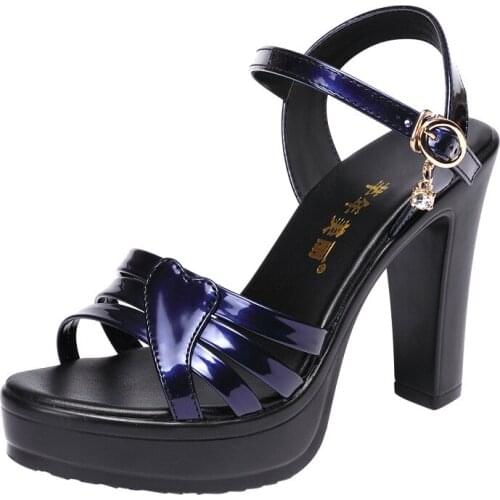 Fashion Sandals for Women; 2021 Summer Leather Platform Shoes Large Size 4143 Open Toe Sandals Women Heels Women Zapatos Mujer