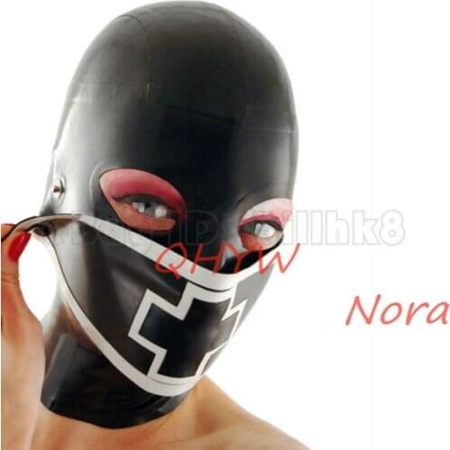 Sexy Handmade Latex Face Mask for Female Exotic Latex Full Breath Hoods Mask with Mouth Cover Cekc Lingerie Uniform