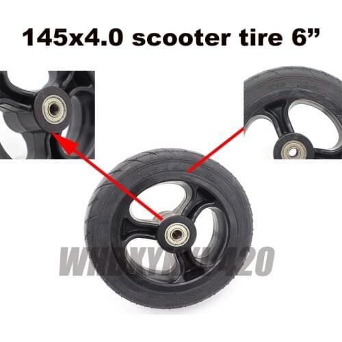 145x4.0 electric motorcycle scooter tires 6 inch widen solid tires rubber wheel plastic bearings tubeless tires