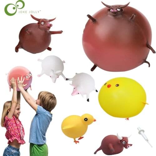 Cute Blowing Animals Toys Inflatable Water Balloon Squeeze Ball Bubble Ball Stress Relief Kids Toy Novelty Party Favors Gift ZXH