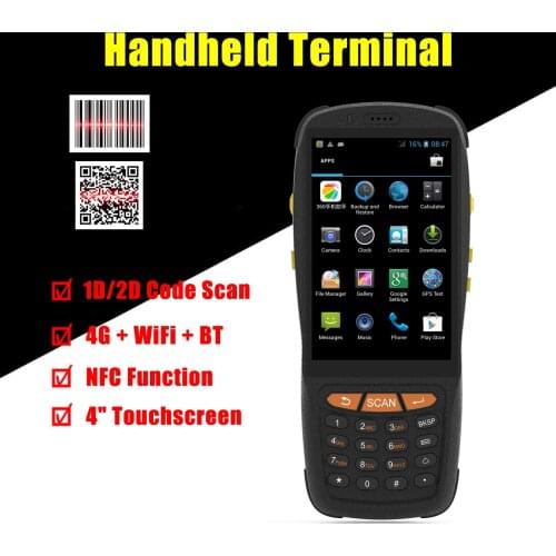 Barcode Scanner Android PDA Handheld POS Terminal Inventory Machine 1D/2D/QR Scanner 3G/4G WiFi BT Mobile NFC Function