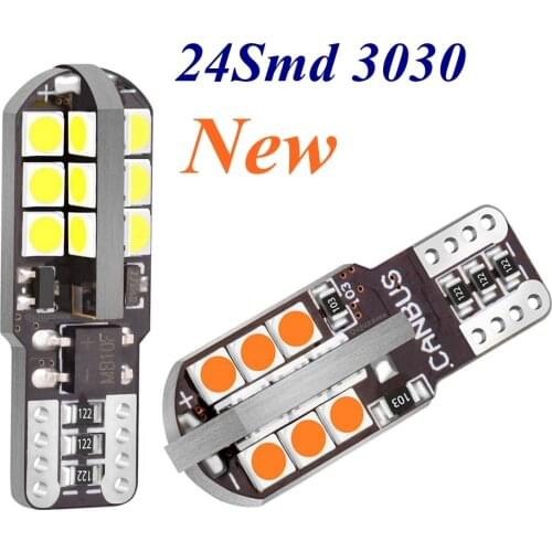 100PCS T10 W5W Super Bright 24smd 3030 Led Car Parking Light Turn Side Bulbs Canbus No Error Auto Wedge Interior Reading Lamps