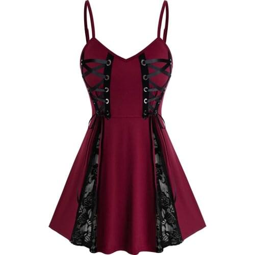 Umeko Summer High Waist Vintage Women Lace Layered Dip Hem Sleeveless Sling Bandage Corset Dress Party Dress Fashion Elegant