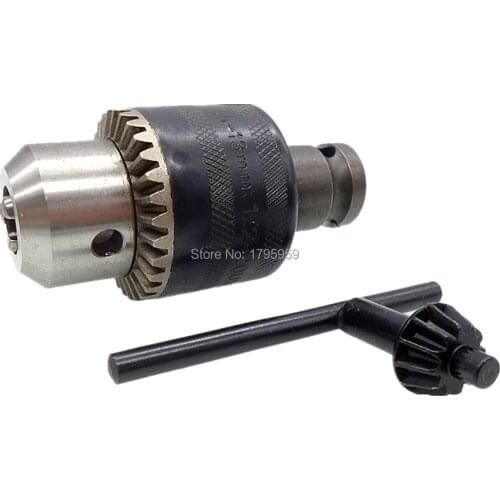 Keyed Chuck 1.5mm to 13mm Drill Bit Chuck 1/2-20UNF Thread with 1/2" Square Impact Socket Adapter Converter and Drill Chuck Key
