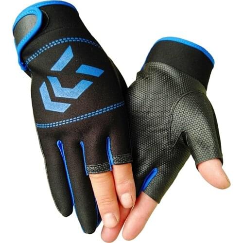 1Pair Fishing Gloves Men Women Outdoor Fishing Anti-slip 3 Cut Finger Sports Fish Equipment Angling Waterproof Gloves Fingerless