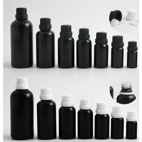 100ml 50ml 30ml 20ml 15ml 10ml 5ml Paint Shining Black Essential Oil Bottle With Tamper Evident Cap 12PCS