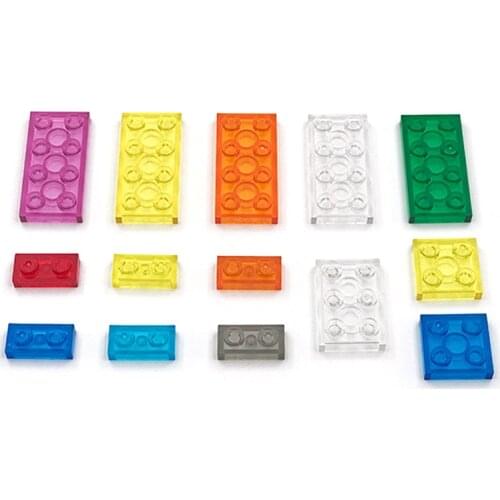 100g Bulk Parts Transparent Clear Thin Bricks 4 Size Mixed Colors Building Blocks Figures MOC Model Assemble Toys for Children