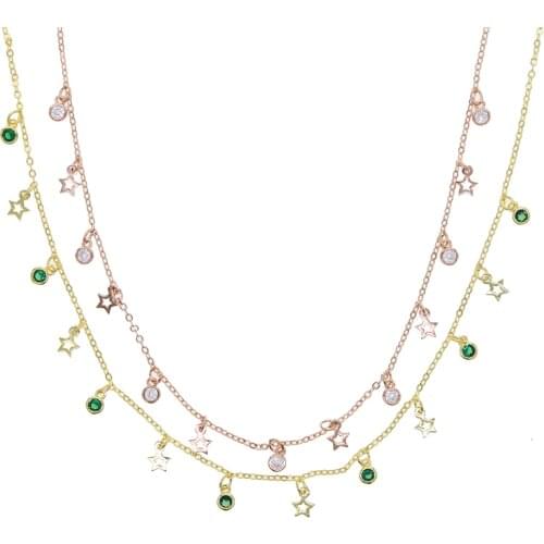 2021 Christmas gift new women jewelry cute lovey star cz drop charm choker necklace 2021 new trendy jewelry