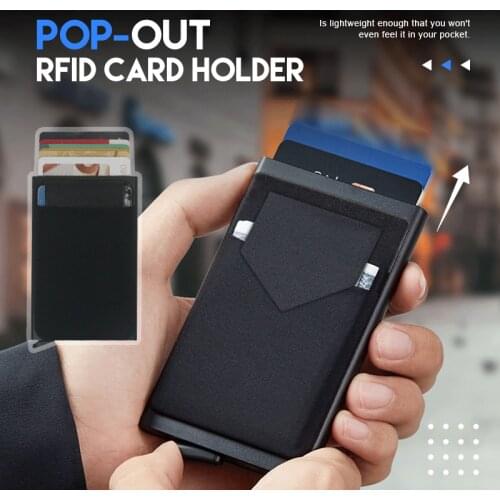 6 Color Pop-out RFID Card Holder Slim Aluminum Wallet Elasticity Back Pouch ID Credit Card Holder Blocking Protect ID Cardholder